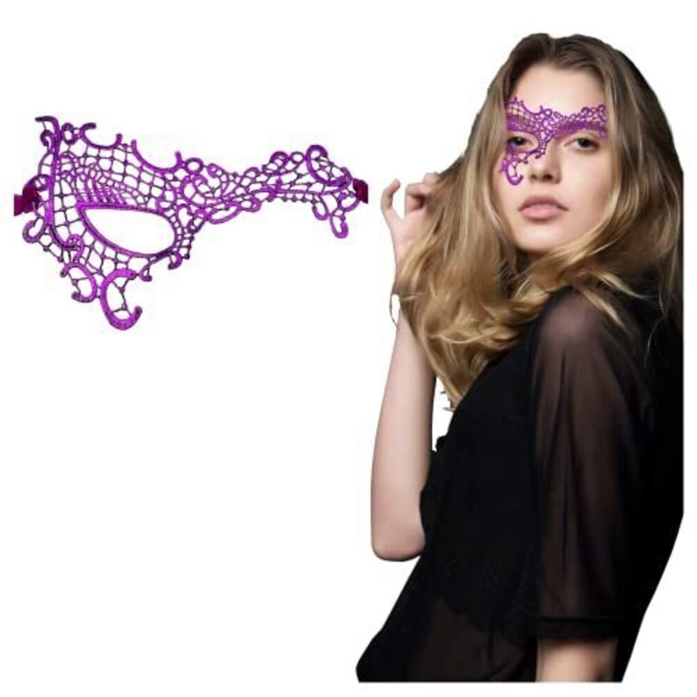 2028 Purple Masquerade Mask - Swan Lace Masquerade Masks for Masquerade
